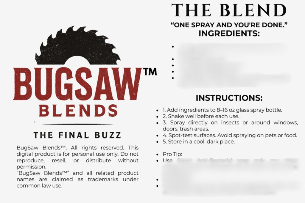 The Killer Recipe Card is your answer to how to get rid of flies and roaches—fast. This isn’t some watered-down DIY fluff. It’s the best roach killer and a powerful natural insect repellent wrapped in one brutal little blend.